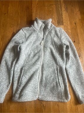 The North Face Heather Gray Full-Zip Teddy Fleece Jacket